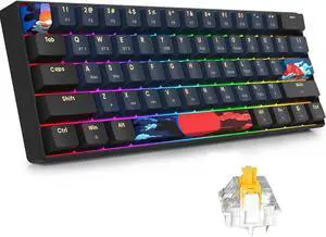 surmen GT61 60% Mechanical Gaming Keyboard 60 Percent RGB Hot-Swappable Wireless Compact Mini Keyboard Bluetooth 5.0 Keyboard Programmable/N-Key Rollover (Gateron Yellow, Blue Samurai 61)
