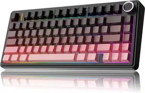 MechLands Aula F75 PRO 75% Wireless Gaming Keyboard, Gasket Mechanical Custom Keyboard with Five-Layer Padding, Bluetooth/2.4GHz/USB-C, Hot Swappable, Knob, RGB, Reaper Switches (Black Pink)