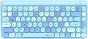 UBOTIE Portable Bluetooth Colorful Computer Keyboards, Wireless Mini Compact Retro Typewriter Flexible 84Keys Design Keyboard
