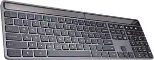 Sequin XQT Solar Bluetooth Keyboard, Wireless Keyboard with Solar & Indoor Light Charging, Full Size, 3-Device Connectivity, Silent Scissor Keys, Numeric Keypad for Office/Home/Mac/Windows,Dark Grey