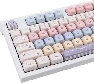 GEKUCAP Candy Color PBT Keycaps Set MOA Profile Cute Round Keycaps 138 Keys Custom Dye-Sublimation Keyboard Keycaps for 60% 65% 70% 75% 100% Cherry Gateron MX Switches Mechanical Keyboards