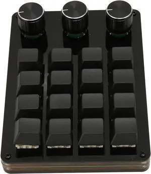 Mini Macro Keypad, 16 Keys One Handed Programmable Keyboard with 3 Knobs, Portable Hot Swappable USB Wired Keypad for Gaming Office Media