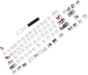 PBT Keycaps, 71 Keys Keyboard Keycaps, FiveSided Sublimation Mechanical Keycaps, for Mechanical Optical Keyboards (English-Korean)
