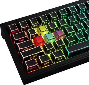 JOMKIZ PBT Keycaps,128 Keys Dye Sublimation Cherry Profile Keycaps Side Engraved Transparent Keycap Set for Cherry MX Switches ASIN/ISO Layout Mechanical Keyboards