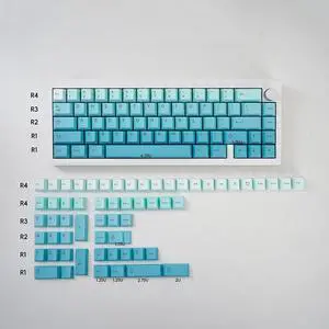 Blue Gradient Keycaps 125 Keys PBT Dye Sub Cherry Profile Keycap Set Fit for 61/64/87/104/108 Cherry Mx Switches Mechanical Keyboard