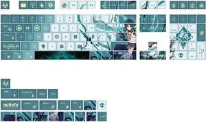 Glacier Genshin Impact Keycaps Full Set for Mechanical Keyboard, Cherry Profile PBT Dye-Sublimation, Compatible with 60%/65%/75%/80%/96%/100% Layout, Free Keycaps Puller Included (Xiao)