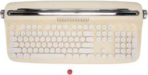 Cordless Typewriter Keyboard, Blu 5.0 Keyboard 104 Keys Typewriter Retro Round Keycaps Keyboard with Integrated Stand for Win Android iOS (Yellow)