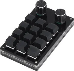 One Handed Programmable Mechanical Keyboard,Mechanical Gaming Keypad 12 Keys 2 Knobs Small OSU Gaming Keyboard DIY Programmable Keyboard with USB Cable