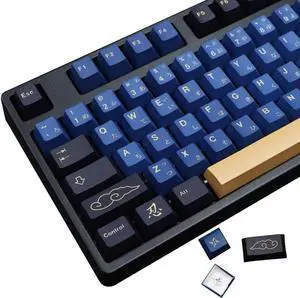 MOLGRIA Blue Samurai Keycaps, 129 Set PBT KeyCaps for Gaming Keyboard, Cherry Profile Dye Sublimation Custom Keycaps with Puller for Gateron Kailh Cherry MX Switch 104/87/71/61 60 Percent Keyboard