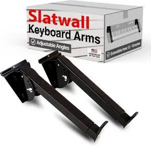 Victory Display Heavy-Duty Steel Slatwall Piano Keyboard Stand (4-Pack), Wall Mount w/ Telescoping Arms (12"-18"), Piano Stand, Keyboard Holder, Keyboard Stand Piano, Music Production Equipment, Black