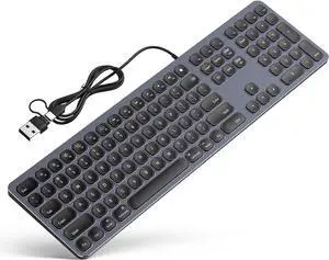 Black Wired Backlit Keyboard for Apple Mac OS, USB-A/Type-C Cable Connection Aluminum Keyboard with Numeric Keypad for iMac/Mac mini Computer or MacBook Laptop(Keyboard Riser Included)