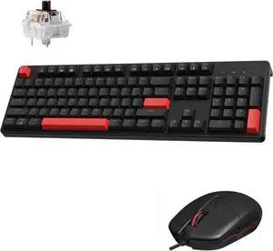 LEMOKEY X2 QMK/VIA Custom Gaming Keyboard and Mouse Combo, Programmable 100% Full Size Layout Gasket Mount, Red Backlight Wired Mechanical Keyboard with Brown Switches for Mac/Windows/Linux