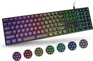 B.FRIENDit Large Print Keyboard RGB for Mac,Full Size Slim Quiet Keyboard,7 LED Backlit Wired Keyboard with Numeric Keypad for Mac/Windows, MacBook Pro/Air
