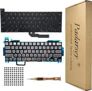 Padarsey Replacement Backlight Backlit Keyboard Compatible with MacBook Pro 13 inch A2251 Released 2020 US Layout+Keyboard Screws+Screwdriver
