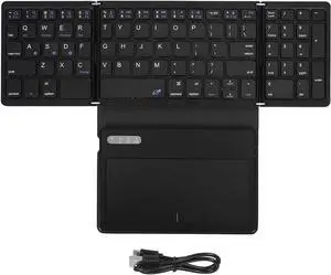 Keyboard Small Keypad Pocket Size with Large Touchpad Rechargeable Folding Type for Multiple Systems