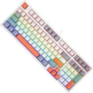 divuukyi 98Key Mechanical Keyboard With LED Lighting Comfortable Feel Keycap For Gamers And Typists In Small Space Keyboard