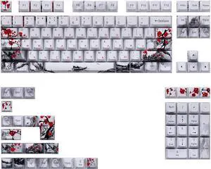 128 OEM Profile Keycaps Plum Blossom Set for Game Mechanical Keyboards Keyswitch Replaces Plum Blossom Keycaps