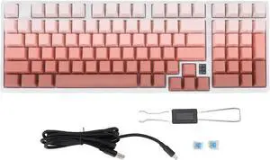 ciciglow Wireless Mechanical Keyboard, 3 Mode BT 2.4GHz USB C Hot Swappable Gaming Keyboard, Blue Switch, RGB Backlit for Laptop Tablet PC Computer (Pink White)