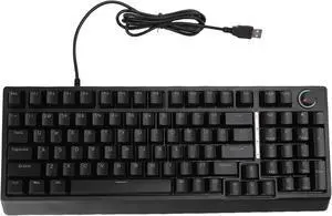 Yechiry Wired Small RGB Keyboard, 98 Keys Mechanical Feel Compact Gaming Keyboard with RGB Backlight Adjustable Stand Feet & Knob for PC, Gaming, Business, Work