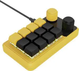 TINGUT Mini Keyboards Programmable 12 Key Mechanical Gaming Keyboards with Two Knobs and RGBs Lighting Type C Cable