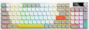Wireless Mechanical Keyboard with Red Switches, Colorful Backlight, Full Roll Pbt Keycaps, Metal Knob, Ergonoc Gang Keyb^