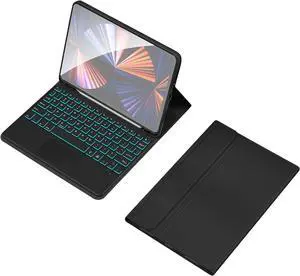 Wireless BT Backlit Keyboard with PU Leather Protecting Case for Compatible with iPad Air 4/iPad Air5/iPad Pro 11in 2018/iPad 11in 2020/2021/2022 USB Keypad
