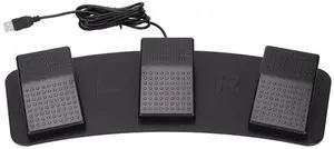 BONKZEBU USB Triple Foot Switch Pedal, Mouse, Keyboard, Gaming, String and Multimedia Functions with Wired USB Connection, Ergonomic Design for (Black)