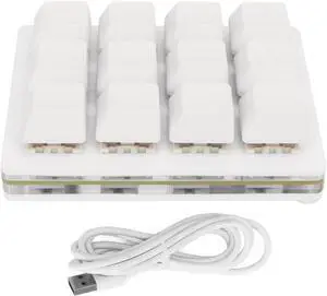 12 Key Mechanical Gaming Keyboard One Handed USB Mini Macro LED Keypad with Hot Swappable Red Switch in ABS White for Custom Shortcut Keys