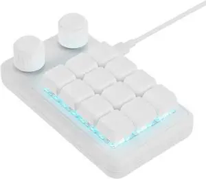 SPONGL Mini Keyboards,Programmable 12 Mechanical Gaming Keyboards with Two Knobs and RGBs Lighting Type C Cable