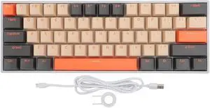 60% Mechanical Keyboard, Red Switch Hot Swappable Type C Wired/BT / 2.4G 3 Mode 61 Key Cordless Mini Keyboard with RGB Backlit, 3000mAh Rechargeable Gaming Keyboard, Orange