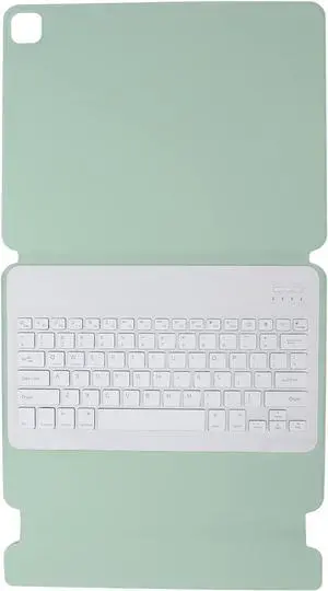 Jectse Wireless Keyboard Durable Silent Operation for Pro 12.9 Inches, Accessories for Portable Ergonomic Computers for Travel or Commercial Activities (White square cap keyboard + green leather case)