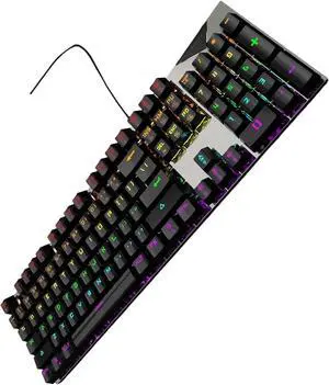 NUEAYMS Thin Wireds Mechanical Keyboards RGBs LED Backlighting and ABS Keycaps Blue Switches for Gaming