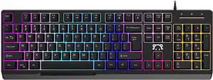 Daidai STK090 USB Wired Keyboard 04 Keys Office Gaming Ergonomic Keyboard with Mechanical Hand Feel xed Light Effect Black