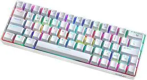 Compact Mechanical Multi-Device Keyboard with 64 Keys & Wired Mode 8 Backlit Effects N-Key Rollover White Blue Switches