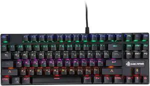 Mechanical Keyboard 87-Key Gaming Keyboard Blue Switch N-Key Rollover Keyboard with Russian and English Languages r Office and Game Use