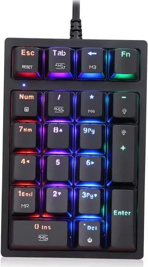 K24 Numeric Mechanical Keyboard 2 Keys USB Wired Keyboard with 3 Light Effects OU Blue Switch