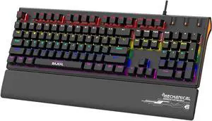 Wired Mechanical Gaming Keyboard with Illuminated Blue Switches USB Connection Ergonomic Tray r Competit PC Gaming Keyboards 9 Lighting Modes