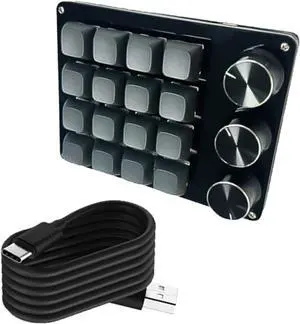 Programmable 16KEY Macro Keypad Knob with 3 Essence for Efficient Programming for Hot-Swappable Mechanical Switches