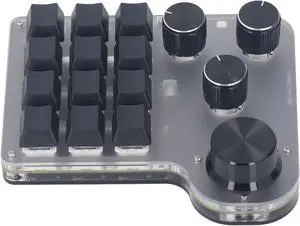 Natudeco USB Mini Macro Mechanical Gaming Keyboard Programmable USB C BT 2.4G 3 Modes 12 Keys 4 Knobs Blue Switch RGB LED