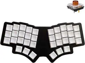 SZRKBD Ergonomic Choc XS 35 Ultrathin Mechanical Keyboard,36 Keys, Wried, Hot-Swappable, RGB, Vial Programmable (Black-W, Brown Switch)