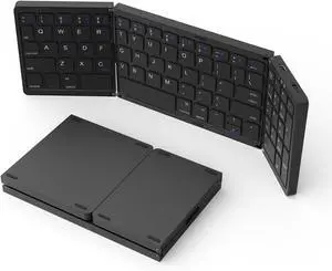 Foldable Bluetooth Keyboard with Numeric Keypad - Ultra-Portable Wireless Keyboard for Laptop, Tablet, iPad, Smartphone, USB-C Rechargeable