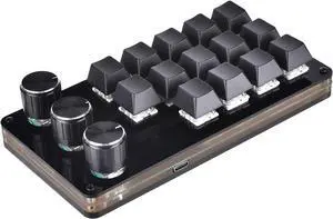 14 Keys Programmable Keyboard Multifunctional USB Mechanical Keyboard One Hand Macro Mechanical Keyboard 3 Knobs