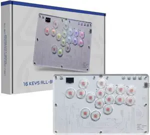 16-Key Acrylic Fighting Keyboard for PC/PS3/PS4/Switch/Steam, Turbo Function, Web Configurator, Play Freely Across Multiple Platforms, 4-Way Key Layout and RGB Dazzling Effects