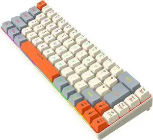 Azxcvbnm Ergonomic Keyboard With ARGB Backlights 68Keys Keyboard With Detachable Key Line Compatible For Multiple Systems