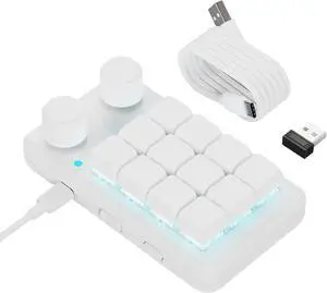 EINCORN Programmable 12 Key Mechanical Gaming Keypad with RGBs Backlights and Two Knobs, Wireless & USB C