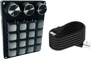 Meiliyizu Customizable 16Key Macro Keyboards With 3 Rotary Knobs For Efficient Commands In Gaming And Professional Graphics