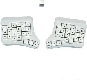 SZRKBD Ergonomic Split Mechanical Keyboard, 46 Keys, 2.4G Wireless Connection, Hot-Swappable, Vial Programmable, Curved Design (White, HiFi Switch Version)
