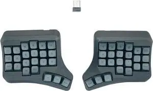 SZRKBD Ergonomic Split Mechanical Keyboard, 46 Keys, 2.4G Wireless Connection, Hot-Swappable, Vial Programmable, Curved Design (Black, HiFi Switch Version)