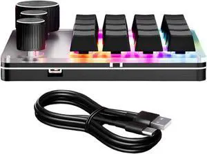 Ldabrye Single Handed USB C Mechanical Gaming Keyboard Macro Programmable Keypad 16-Key 3 Knobs Hotswap Mechanical Keyboard