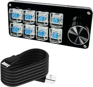 HapGlan Customs Knob Macro Keypad with Mechanical 3key/4key/6key/8key Hot Swappable Switches for Improved Gaming